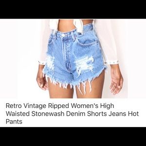 Women’s Vintage Ripped HighWaisted Denim Shorts